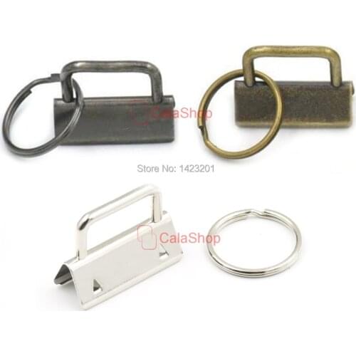 100 Pcs / Lot 32mm 1.25" Metal Key Fob Hardware For keychain Split Ring Wrist Wristlets Cotton Webbing Ribbon With Rings