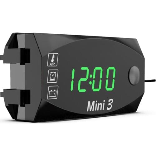 Universal 3 In 1 Motorcycle Electronic Clock Thermometer Voltmeter 12V IP67 Waterproof Dust-proof LED Watch Digital Display