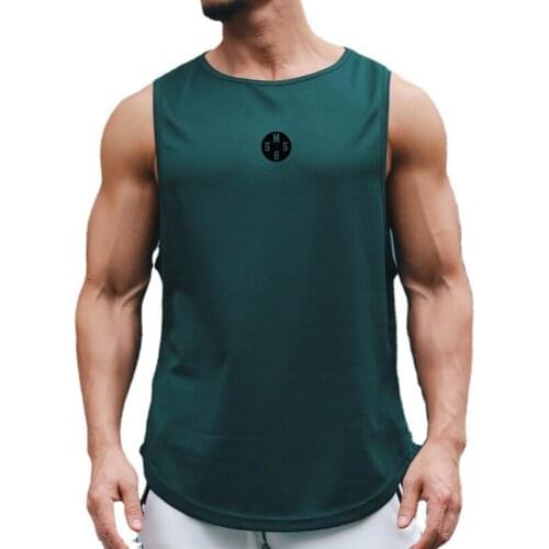 2021 Summer Loose Mesh Tops Bodybuilding Vest Workout Shirt Muscle Guys Vest Mens Fitness Stringer Tank Top Printed Tops