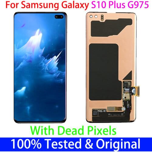 NEW SUPER AMOLED S10 Plus LCD For SAMSUNG Galaxy S10 Plus G975 G975F G975F/DS Touch Screen Digitizer assembly with dead pixel