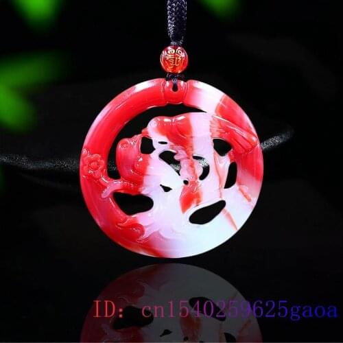 Jade Bird Pendant Charm Necklace Red White Jewelry Jadeite Double sided Carved Natural Chinese Lovebirds Amulet Fashion Gifts