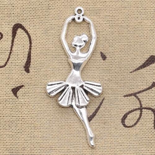 4pcs Charms Ballet Dancer Ballerina 61x24mm Antique Making Pendant fit,Vintage Tibetan Bronze Silver color,DIY Handmade Jewelry