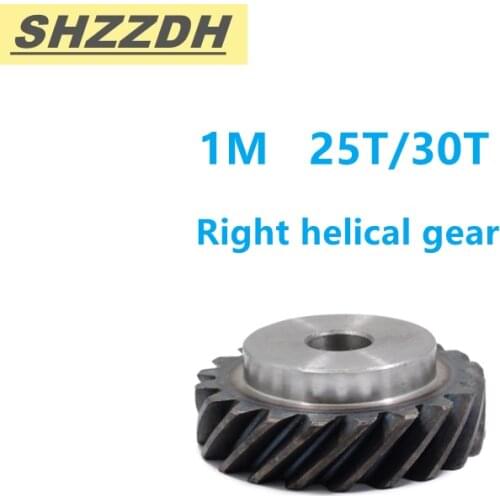 1PCS right-hand helical gear 45 degree 1 mold 25/30 tooth 45 steel instead of bevel gear 90 degree transmission