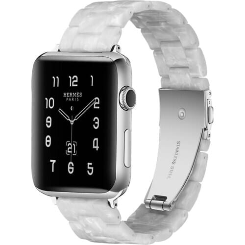 Resin strap for apple watch band 44mm 40mm 42mm 38mm iwatch series 5/4/3/2/1 bracelet Stainless Steel buckle watchband