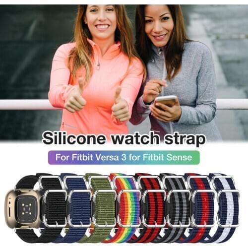 Wrist Strap For Fitbit Versa 3 Fitbit Sense Watch Band Canvas Replacement Strap Wristband Smart Watch Accessories