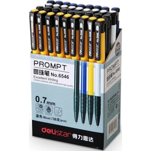 Special Offer DELI 6546 Ball Point Pen 0.7mm Red Blue Black Push Ballpoint Pen 36 / 60PCS