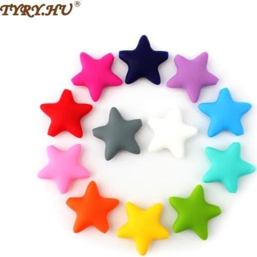 10PC Food Grade Stars Silicone Beads BPA Free DIY Baby Teething Necklace Pendant Making Pacifier Chain Accessories Toys