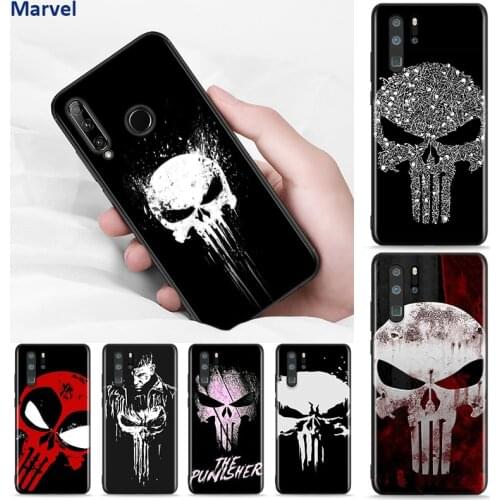 Silicone Black Cover Marvel Punisher Skull For Huawei Nova 8 7 6 SE 5T 7i 5i 5Z 5 4 4E 3 3i 3E 2i Pro Phone Case