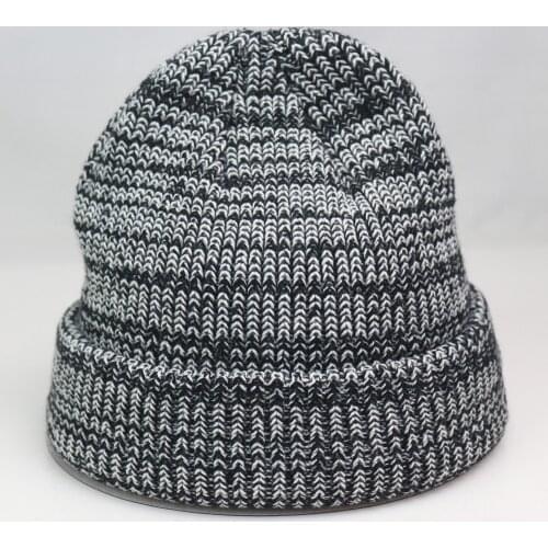 Blue Thick Warm Lined Ribbed Knitted Beanies Winter Hats for Women Mens Grey Skullies Bonnets