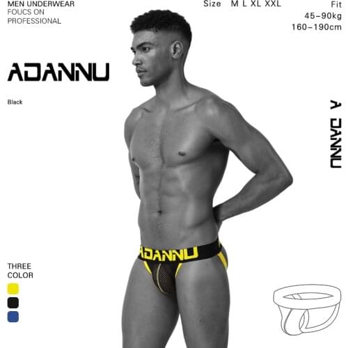 ADANNU 3PC/LOT Cotton Sexy Underwear G-string Thongs Tanga Hombre Mens Jockstraps Gay underwear Brand Men Jockstraps