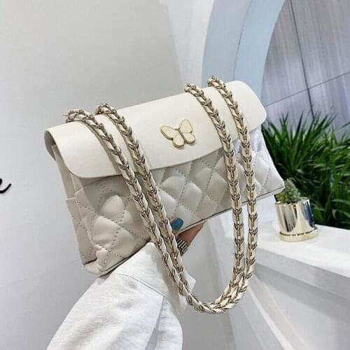 Single Shoulder Small Messenger Chain Female Solid Handbag Diamond Lattice Underarm Bag Comfortable Portable Tote Ba