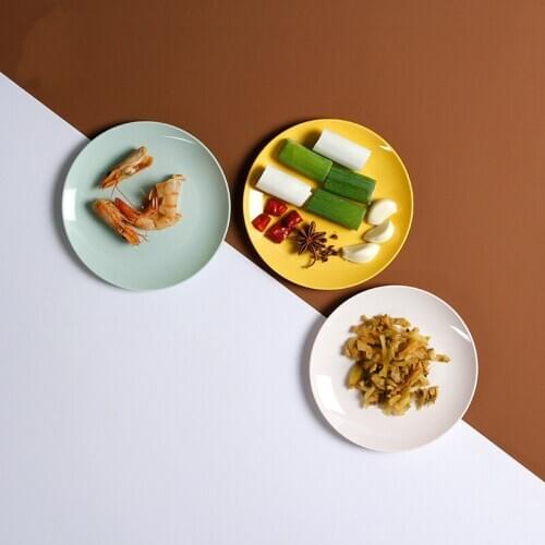 Snacks Dishes Fruit Dessert Salad Plate Creative Round Solid Imitation Porcelain Fruit Bone Dish Kitchen Cooking Accessories