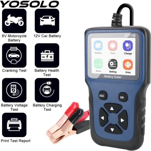 12V Car Battery Charger Tester Analyzer V311B Car Charging Cricut Load Test Auto Diagnostic Tool Analyzer Tools Automotive