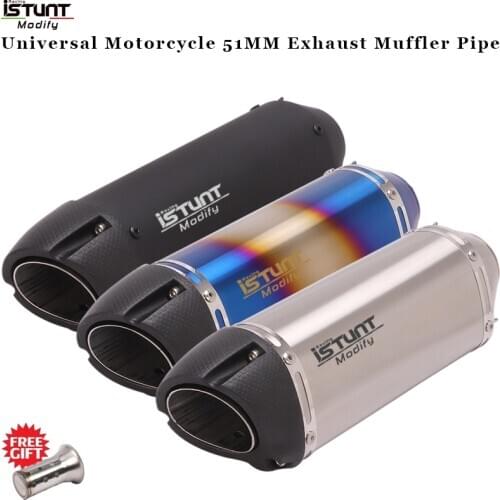 Universal 51MM Motorcycle Escape Moto Modified Scooter Exhaust Muffler GP-project Dirt Bike Exhaust Pipe With DB Killer