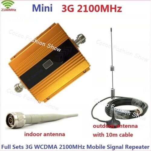 ZQTMAX Mini 3G Mobile Signal Booster 3g Repeater UMTS Celula Signal Amplifier + 10M Suction cup antenna