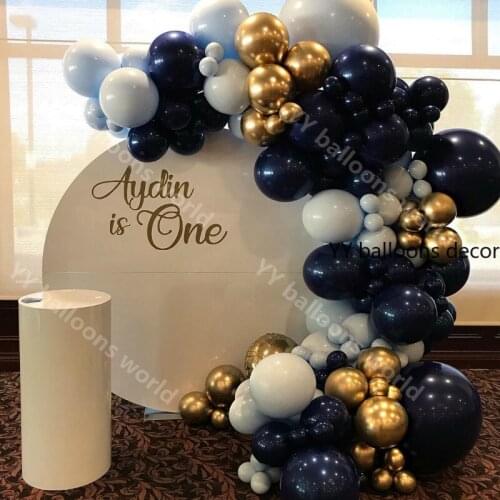 Balloons Garland Arch Kit Hot Maca Navy Blue Gold Pastel Global Birthday Wedding Baby Shower Year Anniversary Party Decoration