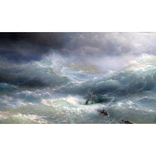 TOP ART # Russian artist Ivan Aivazovsky seascape Wave 1889 original print oil painting on canvas --large-Good quality