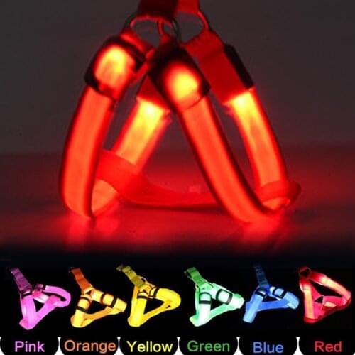 USB Charging Led Flashing Pet Dog Light Leash Harness nti-Lost/Avoid Car Accident Luminoso Perros Safety Chest Straps Luminous