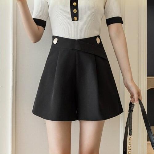 2021 New Elastic High Waist A-Line Chiffon Shorts Women Summer Thin Section Wide-Legged Pants Casual D5347