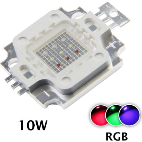 10PCS/Lot New 10W RGB High Power LED Module LIGHT Lamp Bulb SMD Chip DC 9-11V RED/GREEN/BLUE For floodlight Led Light