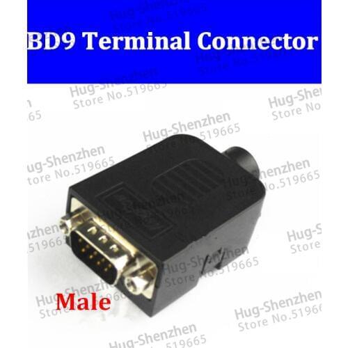 2pcs/lot D-SUB DB9 male 9Pin Black Cover Nut Type Breakout Terminals Board Connector DIY Plugs