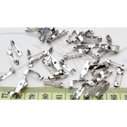 500pcs Metal Silver Tone Tiny BROOCH BAR Pin Clips Settings Backs 15mm for Craft Making, DIY Accessory, Decorating