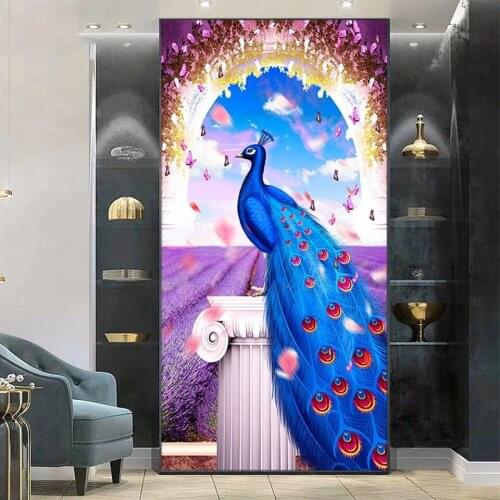 5d diy diamond painting Mystery Peacock mosaic cross stitch embroidery diamond lavender Full round square Drill X100