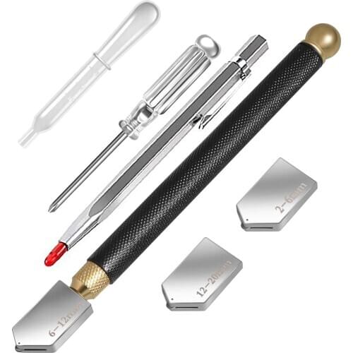 Diamond Glass Cutter 2mm-20mm Oil Feed Carbide Tip With Blades Screwdriver Glass Cutting Kit For Hand Tool Glass Cutting