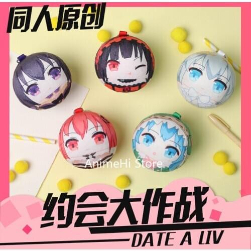 Anime DATE A LIVE Figure Dolls Yatogami Tohka Tobiichi Origami Cosplay Plush Toys Bag Mini Keychian Pendant Badge for Gift