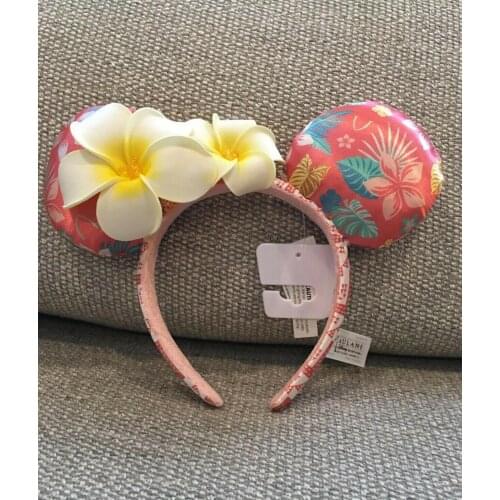 Aulani Hawaii Minnie Mouse Ears Headband Plumeria Pink One Size OS NEW
