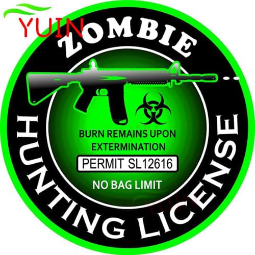 Zombie Hunting License The Tail of The Car Sticker Personality PVC Body Decoration Cars Accessories Waterproof Decal 10 * 10cm