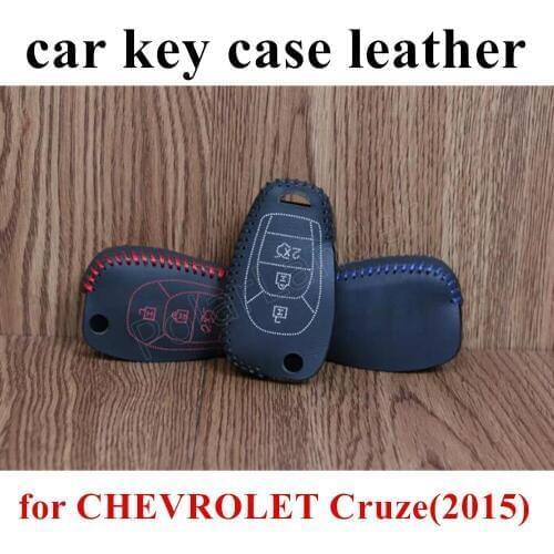 The lowest price genuine quality Leather New Arrival Car Key Cover Hand Sewing car Key Case fit for CHEVROLET Cruze(2015)