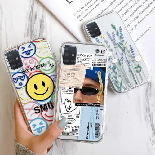 Floral Case For Samsung Galaxy A51 Cases Soft TPU Bumper Samsung A71 A41 A31 A21 A01 A20 A30 A40 A50 A70 A80 A90 Cover