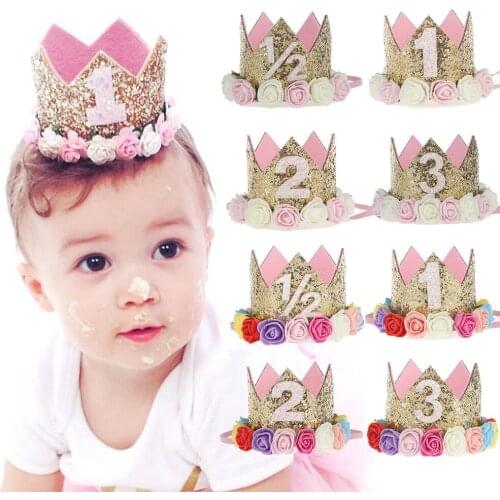 Baby Girl Child Flower Crown Hair Ornaments Baby Headdress Girl Shiny Princess Hair Band Headband Kids Crown Accessories Hair