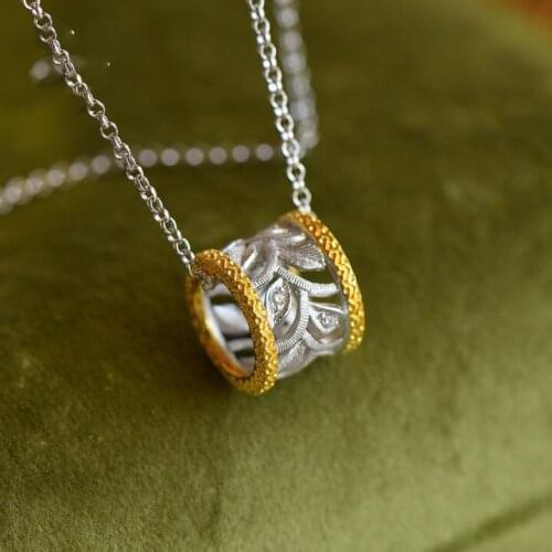 Sterling Silver Lulutong Pendant Hollow Flower Elegant Necklace Women Vintage Jewelry Pendant Female Fashion Elegant and Ethnic