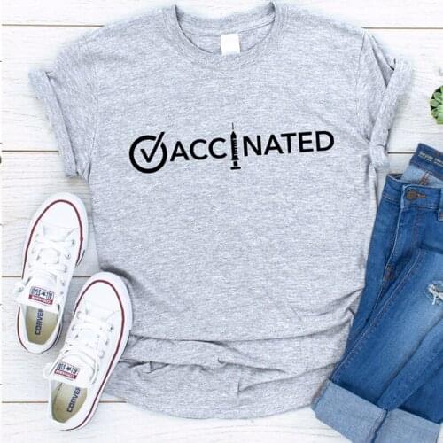 Vaccinated Tshirt Women Clothing Harajuku Fashion Short Sleeve Graphic T Shirts Vintage Woman Casual Graphic Tee Dropshipping