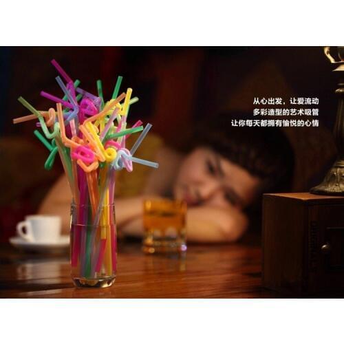 Artistic straws/ personality disposable plastic bendable juice straws/ drink straw