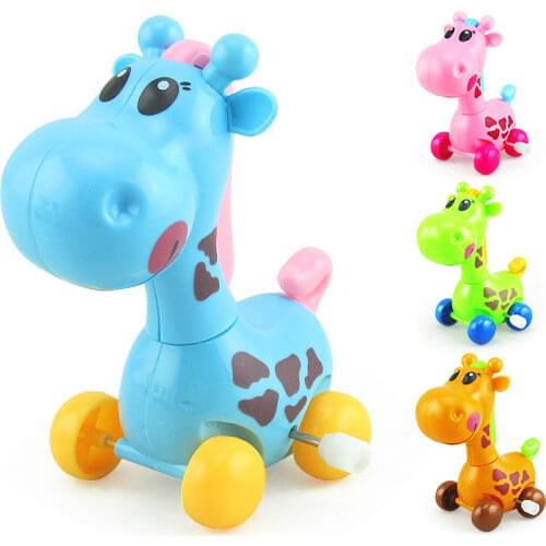 1Pcs Cartoon Animal Giraffe Clockwork Wind Up Baby Toys Running Head Tail Swing Classic Newborn toys for children Random Color