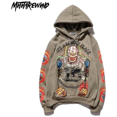 Kanye Print Skull Palace Hoodie Men Hip Hop High Street Graffiti Fleece Oversized Homme Hoodie Hooded Sweatshirt Brand Clothing