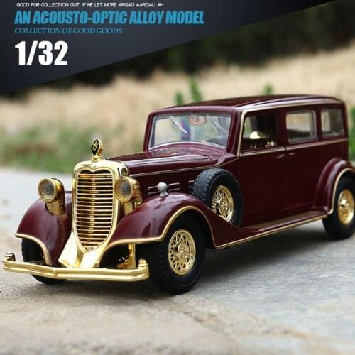 1/32 Alloy Emperor Retro Classic Die Cast Model Car Vehicle With Pull Back Light Sound Kids Toys Free Shipping