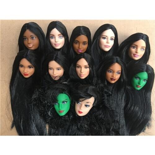 Rare New Long Hair Doll Head Collection Black Rooted Hair Doll Heads 1/6 Lady Toy Head DIY Toy Parts Male Female Doll Heads