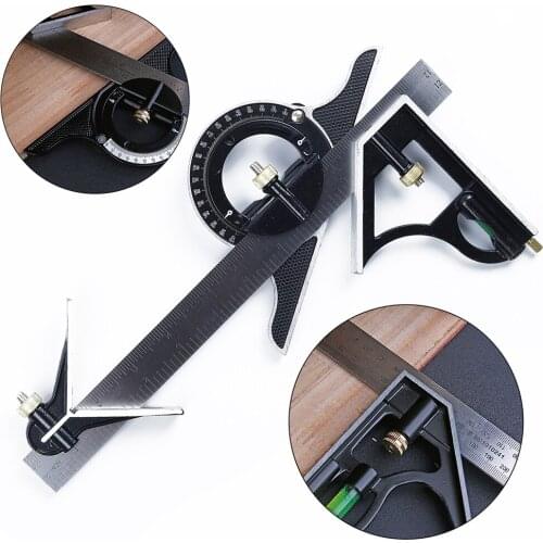 12" Metric Measuring Tool Stainless Steel Combination Levels On Square 180 Degrees Protractor
