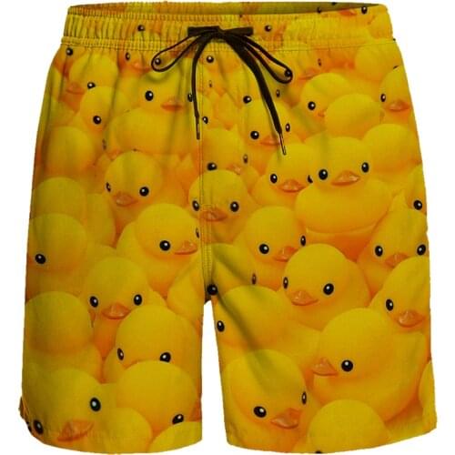 Men Casual Shorts Little Yellow Duck Pants Pattern Shorts Breathable Quick Dry Surfing Motion Pants Running Sports Shorts