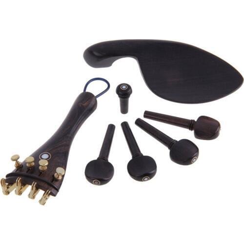 A Natrual ebony wood 4/4 violin accessories Set of 4PCS Pegs, chinrest Chin Rest, End Pin,4PCS Fine Golden Tuners ,Tail Gut