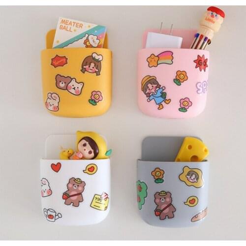 1PC Wall Mounted Storage Organizer Box TV Air Conditioner Remote Control Storage Box Phone Holder Room Wall Bedside Shelf Hanger