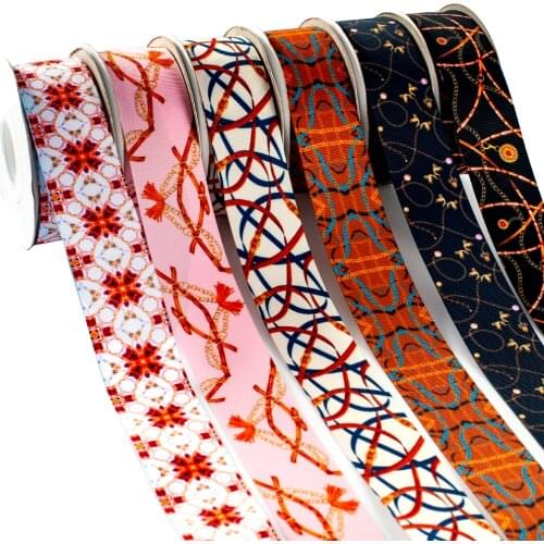 New Designs 10yards Gothic Retro Chain Pattern Printed Grosgrain/ Satin Ribbon