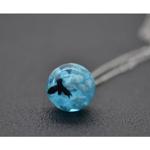 Charm Resin Blue Sky White Cloud Eagle Necklace Choker For Women Unique Clavicle Chain Pendant Party Girl Kids Jewelry Gift