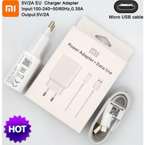 Original Xiaomi Charger 10W 5V2A Fast Charging Power Adapter Micro USB Cable for Redmi note 3 4 5 plus pro 4X 5a Redmi 7 7a 6 6A