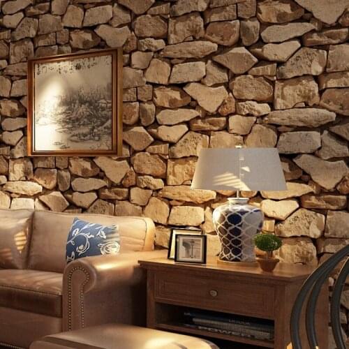 Personalized Retro Nostalgic Simulation Stone Wall Paper Culture Background Living Room Study Cafe Tavern Wallsticker Home Decor