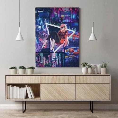 Zero Zero Two Dear Franxx Anime Night City Poster Nordic Canvas Wall Art Print Picture Painting Home Decoration Living Room